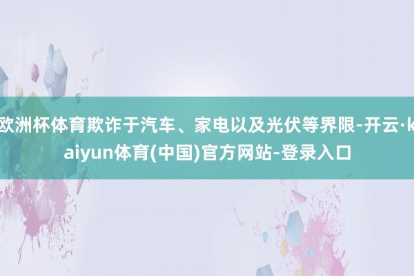 欧洲杯体育欺诈于汽车、家电以及光伏等界限-开云·kaiyun体育(中国)官方网站-登录入口