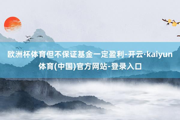 欧洲杯体育但不保证基金一定盈利-开云·kaiyun体育(中国)官方网站-登录入口