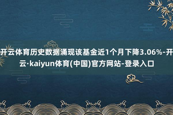 开云体育历史数据涌现该基金近1个月下降3.06%-开云·kaiyun体育(中国)官方网站-登录入口