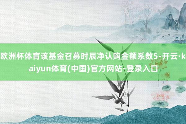 欧洲杯体育该基金召募时辰净认购金额系数5-开云·kaiyun体育(中国)官方网站-登录入口