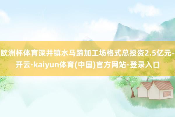欧洲杯体育深井镇水马蹄加工场格式总投资2.5亿元-开云·kaiyun体育(中国)官方网站-登录入口