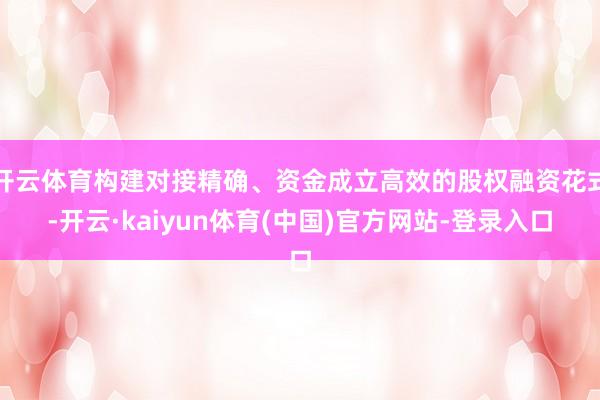 开云体育构建对接精确、资金成立高效的股权融资花式-开云·kaiyun体育(中国)官方网站-登录入口